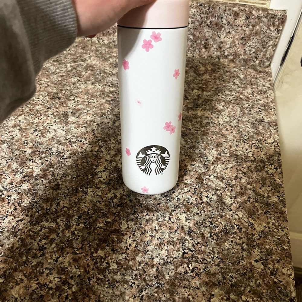 Starbucks Pink & White Sakura Stainless Tumbler